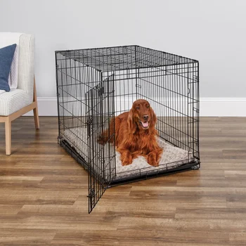 Большой ящик для собак | MidWest iCrate Складной металлический ящик для собак | Разделительная панель, Ножки для защиты пола, клетка для собак, будка для собак 10